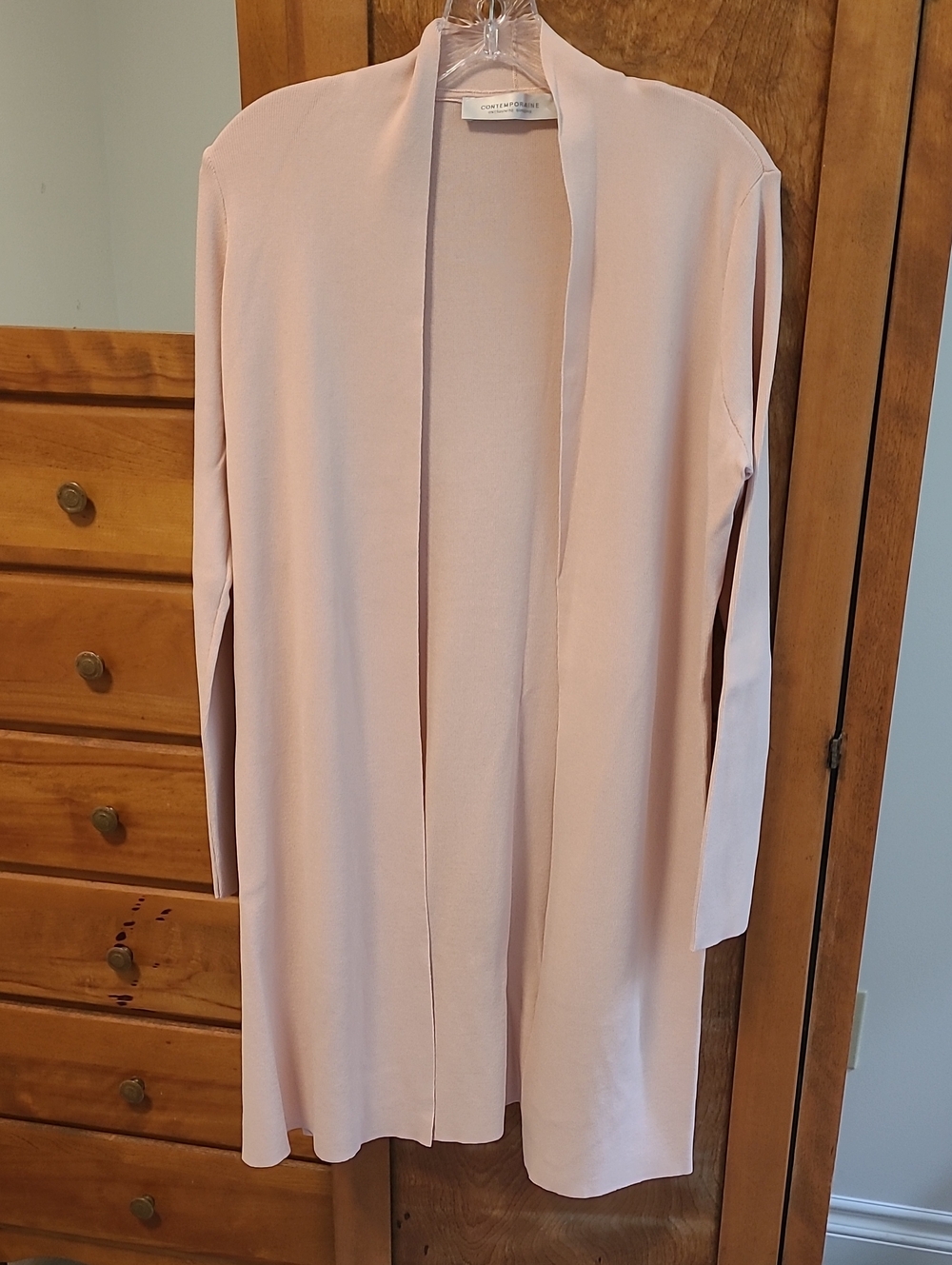 Long Open-Front Pink Longline Cardigan